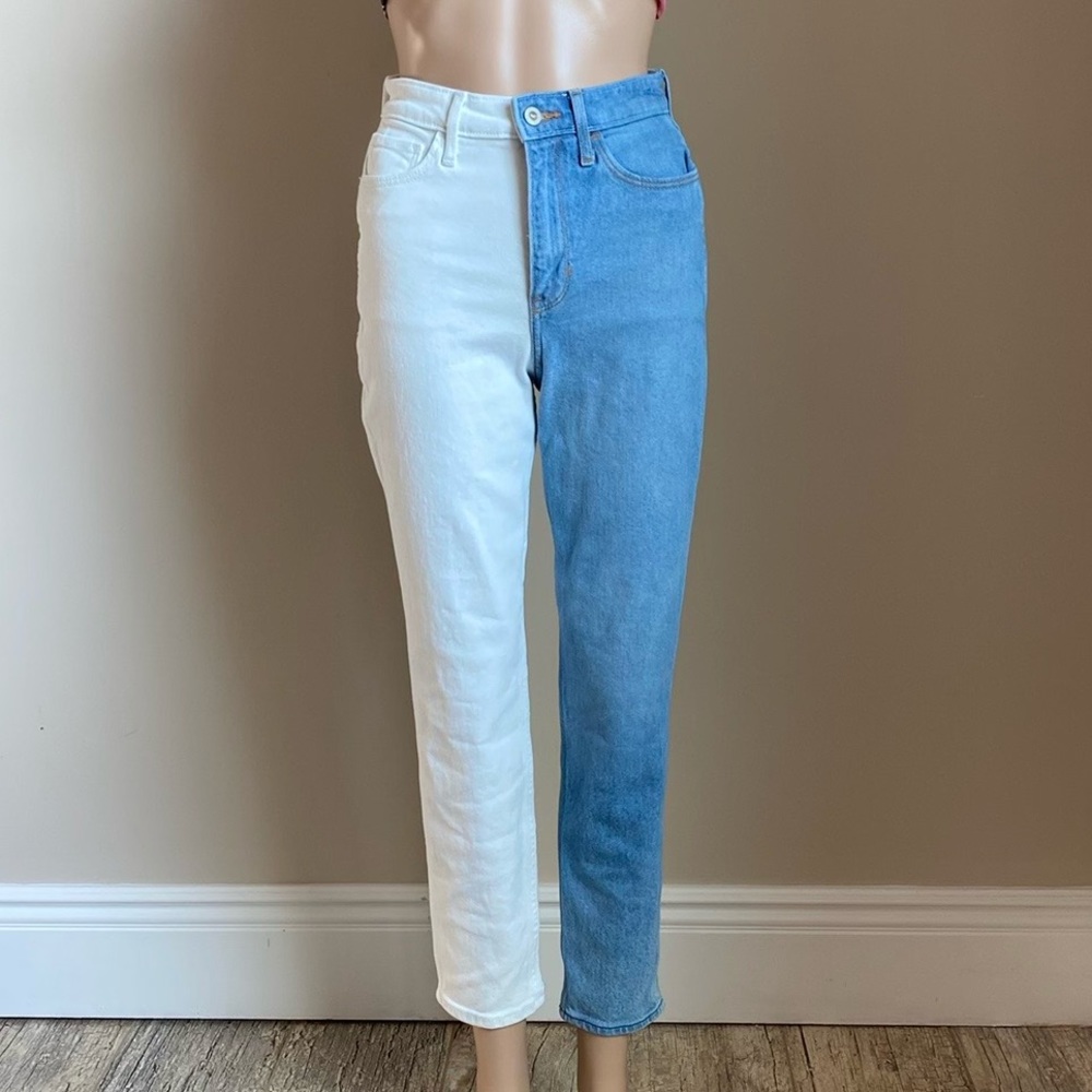 Two-Tone Ultra High Rise Mom Jeans - Picture 2 of 9